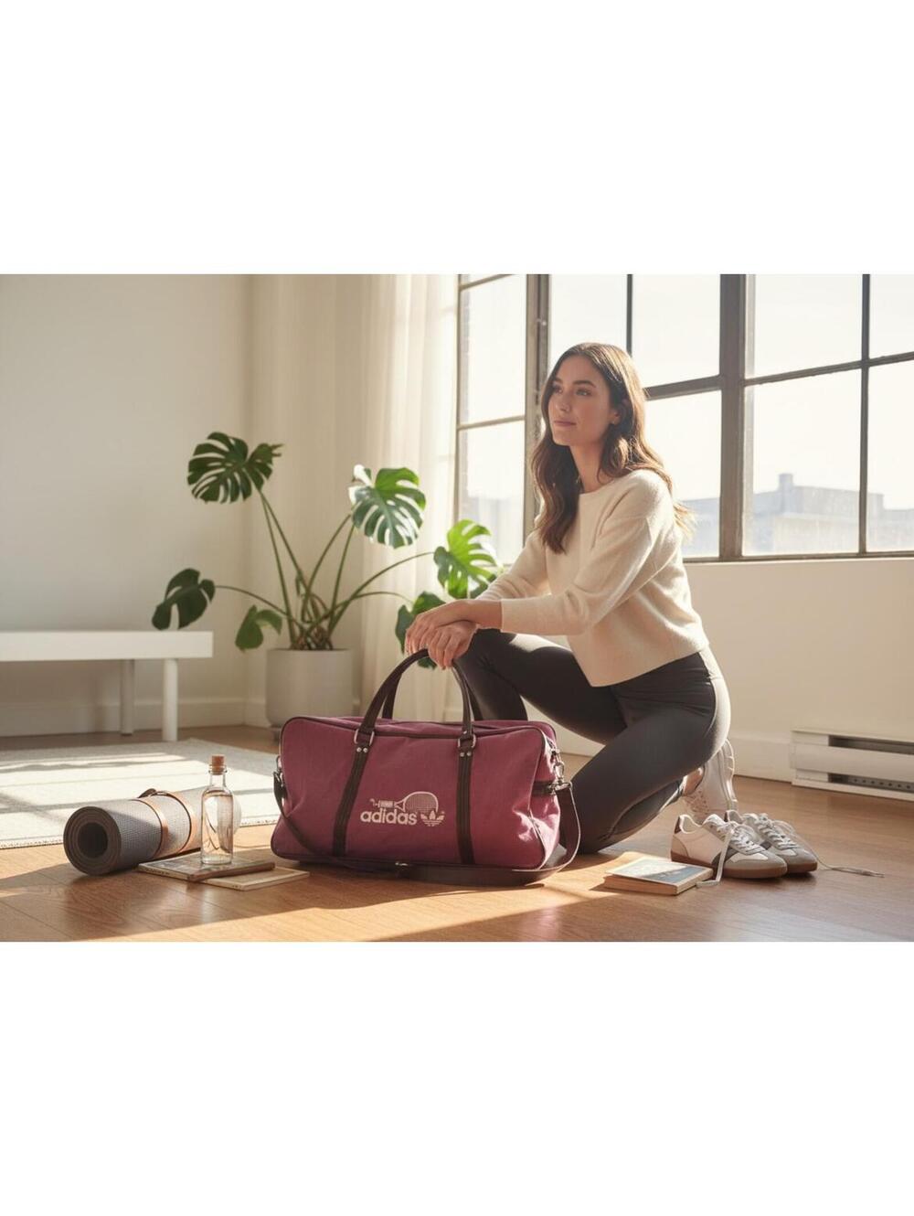 🚨 Rare Vintage Adidas Bag 🔥 Burgundy Duffle – Streetwear Essential